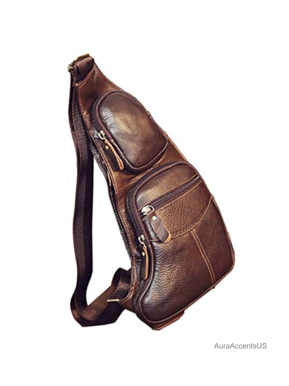 Genuine Cowhide Leather Sling Bag Crossbody Backpack for Travel Hiking